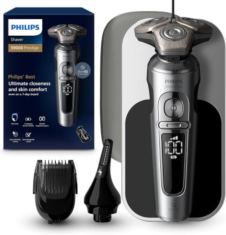 Shaver S9000 Prestige آلة حلاقة كهربائية للاستخدام الرطب والجاف مع SkinIQ SP9871/22